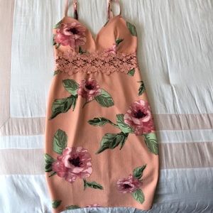 Pink dress with floral print